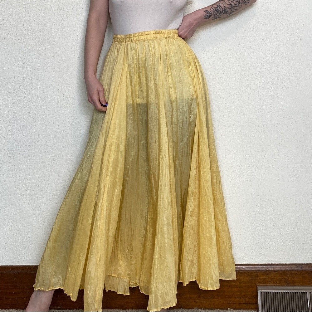 Vintage The Limited Yellow Silk Full Circle Maxi Skirt
